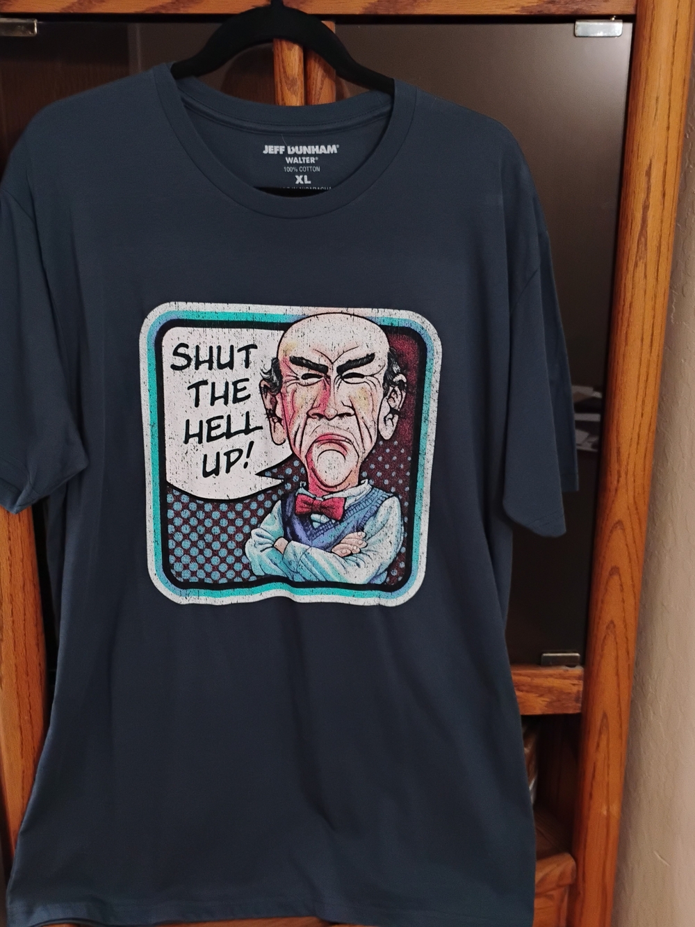 Dunham Men's Slate Blue Graphic Tee with Cartoon Panel